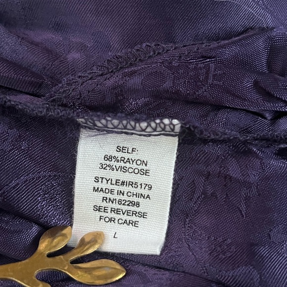 BUCKETLIST Clothing Women's Front Tie Button Down Jumpsuit Jacquard Navy L - Picture 10 of 11